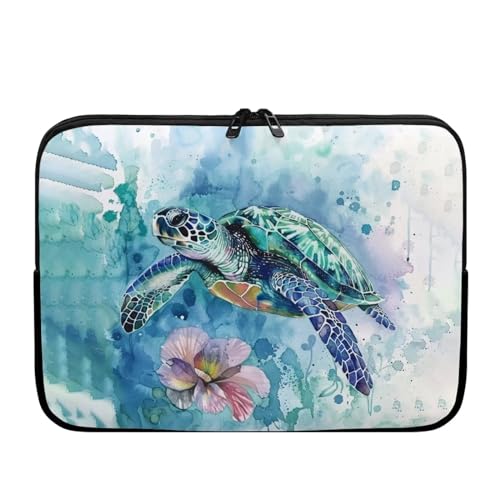 Flower Sea Turtle Laptop Protective Sleeve for Women Men Computer Sleeve 17 inch Tie Dye Laptop Case Bag Portable Computer Carrying Case Suitable GITS for Teens Tablet Bags Hippie - color: Sea Turtle Flower, size: 17inch