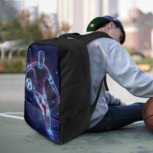 Sports Backpack with Ball Holder, Shoe Compartment, Waterproof Design, Multiple Graphic Prints, 18.5 x 12.6 x 7.3 Inches, Black