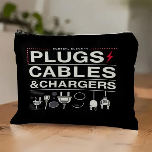 Plugs Cables & Chargers - Makeup Bag for Women Travel - Zipper Cosmetic Storage Bag with Vibrant Designs, Soft Fabric & Multi-Use Functionality (Gift for Birthdays, Graduation, Christmas) (Style E) - style: Style E