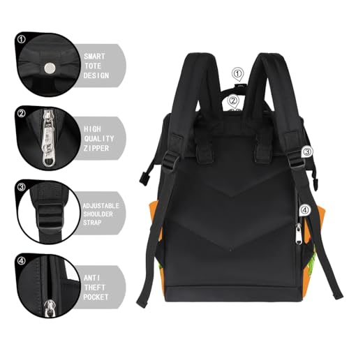Custom Dinosaur-Diaper-Bag for-Baby-Boys Large Waterproof Nappy-Backpack for New Dad Mom Gifts - color: Orange