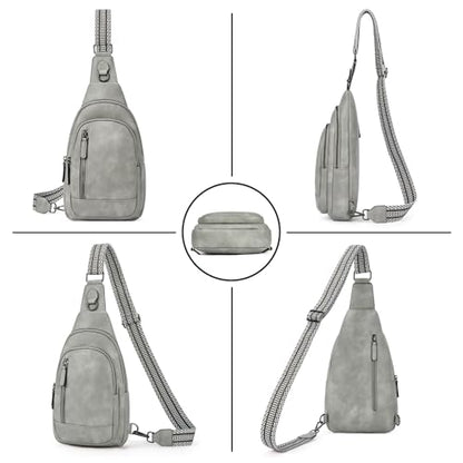 CLUCI Crossbody Bags for Women Men,Leather Sling Bag Cross Body Backpack for Woman Gifts for Women Birthday Unique - color: 0-5 Dark Gray