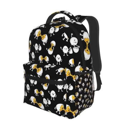 Lightweight Commuter Backpack Funny Egg Print Black, Casual Laptop Daypack with Multi Pockets for Work, Trips and Daily Commute - color: Pattern (744)