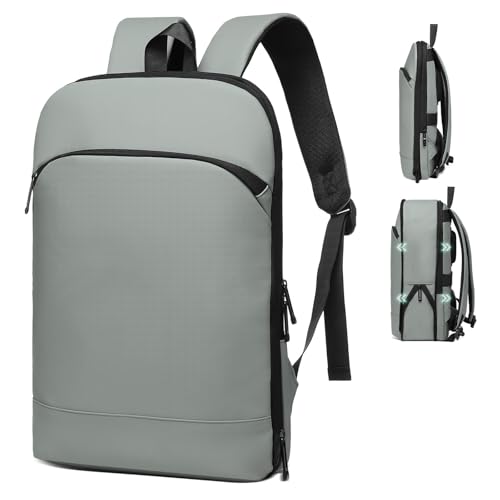 Slim Laptop Backpack for Men, Expandable Business Backpack with 16" Laptop Compartment - TSA 15L-25L Capacity Lightweight for Work Office, Light Gray - color: Light Gray