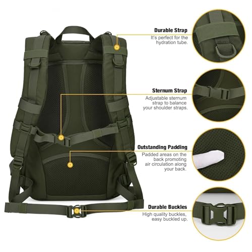 Mardingtop Small Tactical Backpack,Molle Hiking Backpack for Backpacking,Cycling and Biking,15L/25L Backpack - color: Army Green, size: 25L