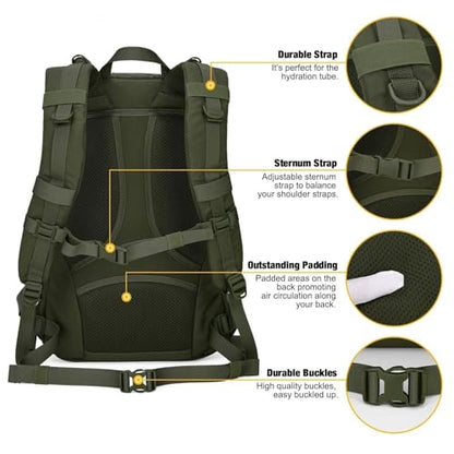 Mardingtop Small Tactical Backpack,Molle Hiking Backpack for Backpacking,Cycling and Biking,15L/25L Backpack - color: Army Green, size: 25L