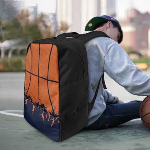18.5in Basketball Backpack Basketball Bag with Shoe Compartment & Ball Holder, Waterproof Bag for Soccer Volleyball - color: Simple Basketball Stripe Print