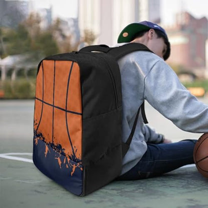 18.5in Basketball Backpack Basketball Bag with Shoe Compartment & Ball Holder, Waterproof Bag for Soccer Volleyball - color: Simple Basketball Stripe Print
