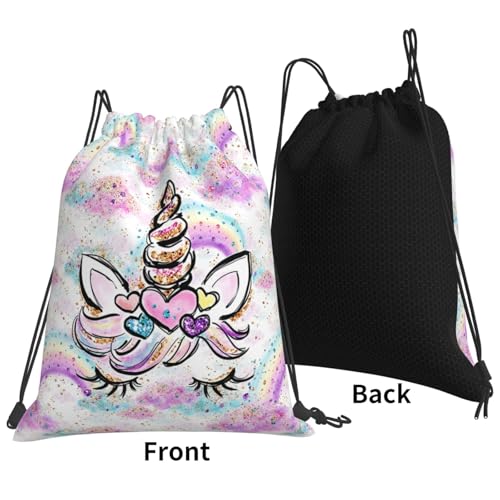 Unicorn Drawstring Backpack Gym String Bag Drawstring Sackpack Sport For Womens Mens - style: Unicorn Horn Drawstring Backpack Gym String Bag