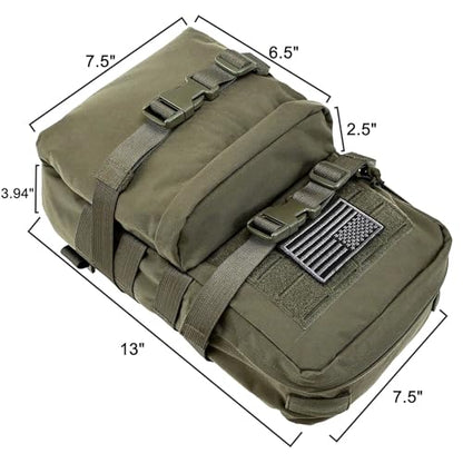 Tactical Mini Molle Hydration Pack,Molle Hydration Carrier with US Flag Water Resistant,Hydropack for Tactical Vest Backpack - style: Rg+bladder