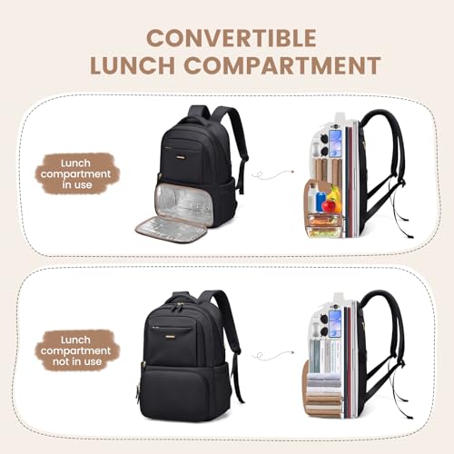 GOLF SUPAGS Lunch Backpack 16 Inch Laptop Backpack with Insulated Cooler Lunch Box Food Bag for College Work Camping Picnics (Black) - color: Black