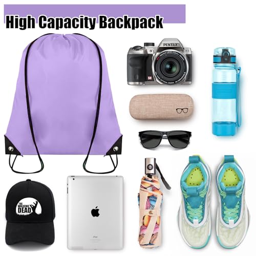 Grneric 100 Pieces Drawstring Backpack Bulk Cinch Sackpack Ployster Drawstring Bags for Gym Party Trip(Lavender) - color: Lavender