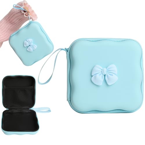 Charger Cover Storage Bag, Cute 3D Bow Tie Waves Design Charger Protector Travel Storage Case, Earphone Wire Saver Cable Cord Organizer Wireless Earphone Storage Box, Blue Bow - color: Blue Bow