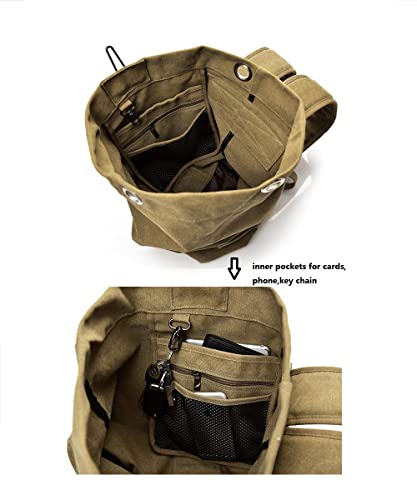 Large Capacity Travel Climbing Bag Tactical Military Duffel Bag Top Load Double Strap Canvas Backpack - color: Od