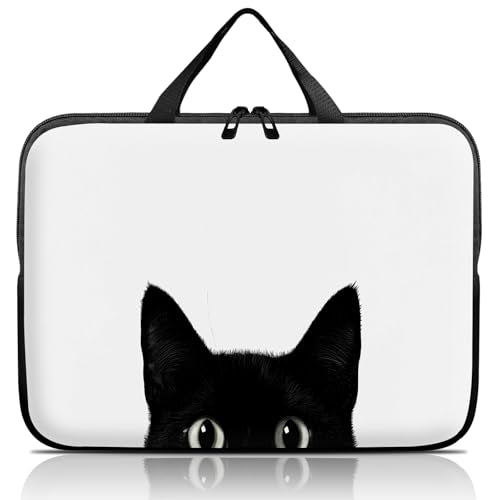 14 15 15.4 15.6 inch Laptop Handle Bag Computer Bag, Pouch Holder Notebook Sleeve Cover Soft Case Compatible for Dell,Lenovo,Toshiba HP, Asus Notebook-Cute Black Cat - color: Cute Black Cat