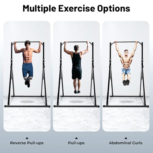 Adjustable Heightpull Up Bar, Foldable Pull Up Bar Adjustable Height Horizontal Bar Freestanding Dip Stand for Home Gym Strength Training Equipment 4.36 X 3.81ft