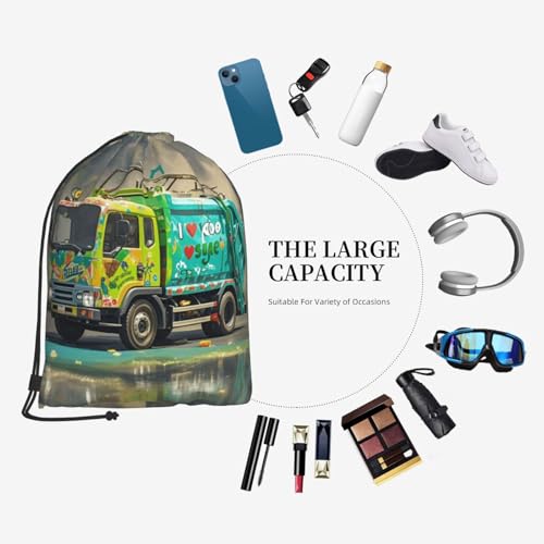 Drawstring Backpack Woemn Men Sports Gym Sack Lightweight Drawstring Bags I Love Garbage Trucks Cinch Bag Sackpack For Work Swim Travel