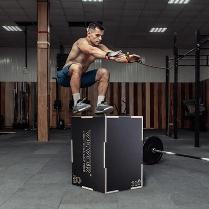 VEVOR 3 in 1 Plyometric Jump Box, Easy-to-Assemble Wood Plyo Box for Jumping Trainers, Home Gym Training and Conditioning - style: 30"x24"x20"