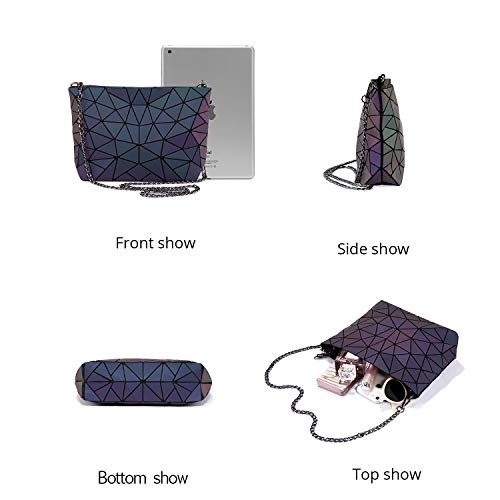 LOVEVOOK Geometric Luminous Purses and Handbags for Women Holographic Reflective Crossbody Bag Wallet - color: Medium Crossbody Bags