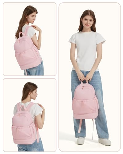 Ceneda Gym Backpack for Women, Cute Gym Bag with Shoe Compartment, Wet Pocket & Tumbler Strap, Puffer Dance Cheer Backpack - color: Pink, style: Puffer