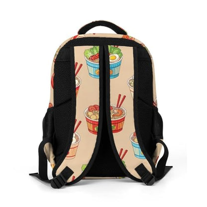 Sturdy Laptop Backpack Noodle Ramen, Anti Theft Water Resistant Travel Business Bag with Water Bottle Pockets Gifts for Men Women - color: Pattern (355)