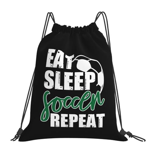 Eat Sleep Soccer Repeat Unisex Drawstring Backpack Bag Sport Gym Travel Swim Sackpack - color: Eat Sleep Soccer Repeat