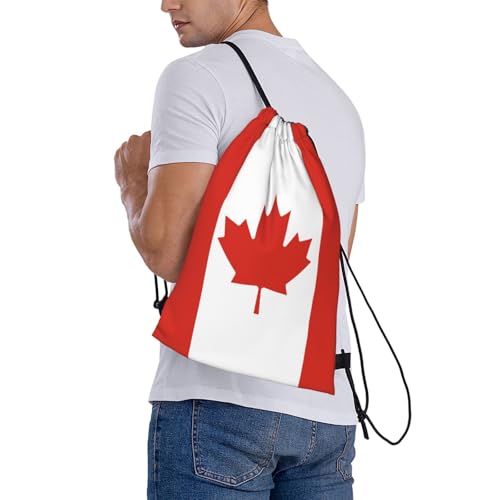 Canada Flag Drawstring Bag Sport Gym Backpack Beach Travel Sack Draw String Yoga Bag For Men Women - color: Canada Flag