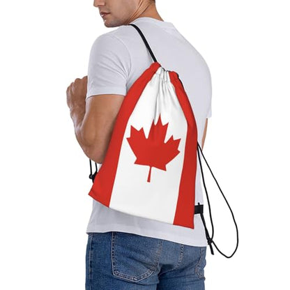 Canada Flag Drawstring Bag Sport Gym Backpack Beach Travel Sack Draw String Yoga Bag For Men Women - color: Canada Flag