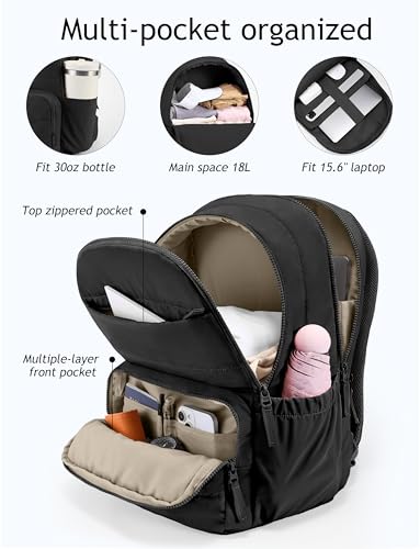 Uselike Travel Backpack for Women, 15.6 Inch Laptop Backpack, Quilted College Bookbag, Cute Work Backpacks, Water Resistant - color: Black