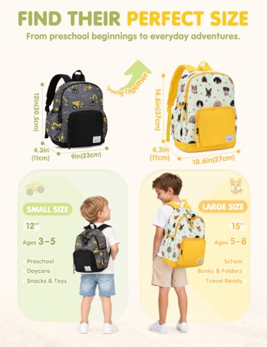 VASCHY Kids backpacks, Cute Lightweight Water Resistant Preschool Backpack for Boys and Girls Chest Strap | Cute - color: Yellow Puppies, size: Small (4-6 Yrs) - 15'' H