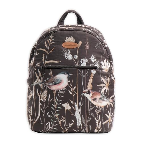 Maison d' Hermine Backpack for Women Men Cotton Shoulder Multipurpose Rucksack with Small Pouch Lightweight Multi Pocket Bag for Travel Work Perfect for Spring Summer (Meadow Florals - Brown) - color: 05 - Meadow Florals - Brown