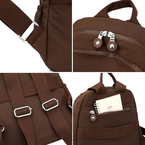 Tanweibago Mini Nylon Women Backpacks,11L Small Ladies backpacks Casual Lightweight Women Shopping Travel Daypack (Brown) - color: Brown