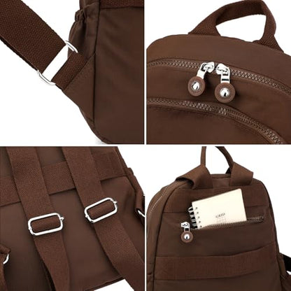 Tanweibago Mini Nylon Women Backpacks,11L Small Ladies backpacks Casual Lightweight Women Shopping Travel Daypack (Brown) - color: Brown