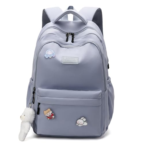School Backpack for Teen Girls Cute Bookbag for High Middle School College Aesthetic Laptop Back Pack,Blue - color: Blue