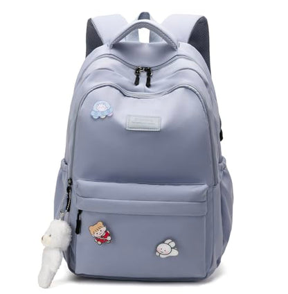 School Backpack for Teen Girls Cute Bookbag for High Middle School College Aesthetic Laptop Back Pack,Blue - color: Blue