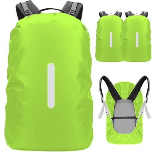 2 Pack WaterproofBackpack Rain Cover, Reflective Rucksack Rain Cover Rainproof Snowproof for Anti-Theft Hiking Camping Traveling, 1 Adjustable Buckle Strap, Green S (for 18-25L Backpack) - color: Green, size: Small