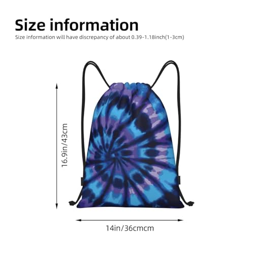 Gianlaima Tie Dye Blue Purple Background Drawstring Bags Backpack Sport Ball Bag Sport Gym Sack Drawstring Bag String Bag Yoga Dance Travel Bag For Men Women - color: Black2