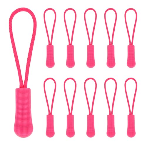 PATIKIL 2.6 Inch Zipper Pulls Replacement, 100 Pcs Nylon Cord Extension Zipper Pull Tab Tags for Handbag Backpacks Jackets Luggage Purses, Dark Pink - color: Dark Pink