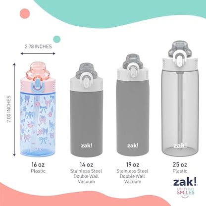 Zak Designs Berry and Bows Sage 16oz Leak-Proof Straw Kids Water Bottle - color: Berry and Bows 1pk