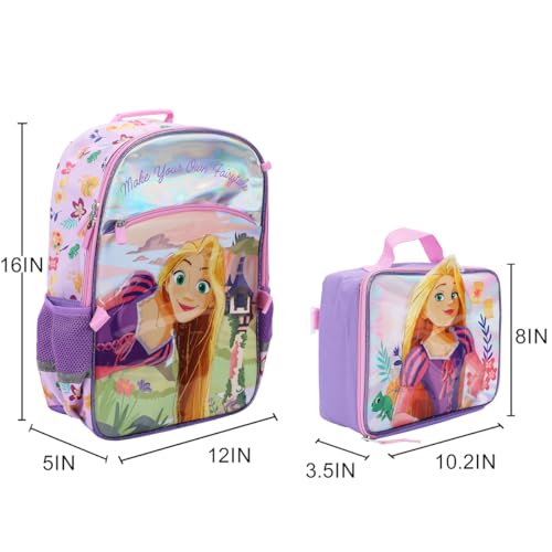 BIOWORLD Girls Tangled Make Your Own Fairy Tale Kids Four-Piece School Backpack (Little Kid/Big Kid) Pink One Size