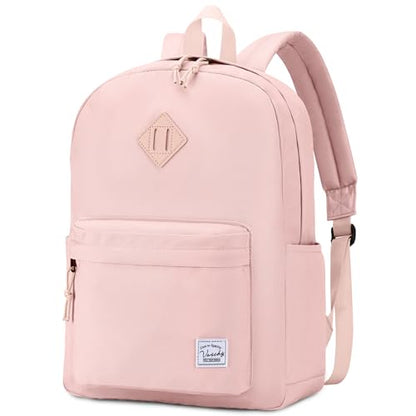 VASCHY Lightweight Backpack for School, Water Resistant Classic Bookbag with Side Pockets for Girls,Kids,Teens Blush Pink - color: Blush Pink