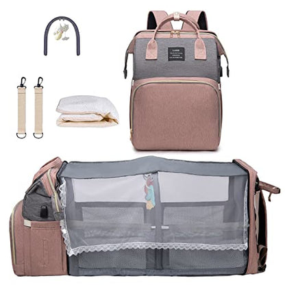 ANWTOTU Baby Diaper Bags with Changing Station,900D Oxford Waterproof Diaper Bag Backpack for Moms Dads with USB Charging Port,Large Capacity Baby Essentials(Ungrade Pink Grey) - color: Ungrade-pinkgrey