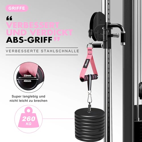 HPYGN Exercise Handle, Replacement Fitness Equipment for Pilates, Yoga, Strength Trainer, Pull Down Home Gym Red, Grey, Blue Working Out Handle - color: Pink