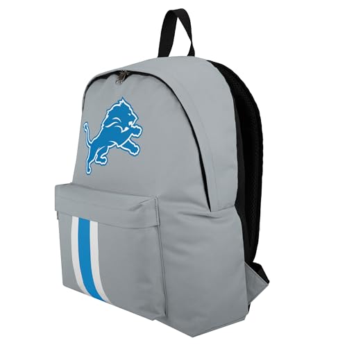 FOCO NFL Officially Licensed Team Color Primary Logo Solid Stripe Football Travel Backpack - Detroit Lions - Gray - color: Detroit Lions