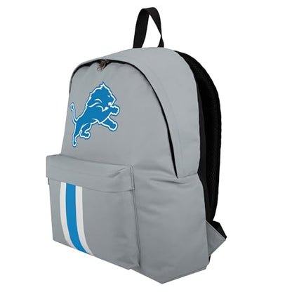FOCO NFL Officially Licensed Team Color Primary Logo Solid Stripe Football Travel Backpack - Detroit Lions - Gray - color: Detroit Lions