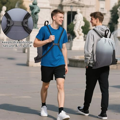 HOLYLUCK Drawstring Backpack Gym Bag For Men Women, String Beach Swim Sports Backpack - color: Gradient Black, style: Standard Drawstring