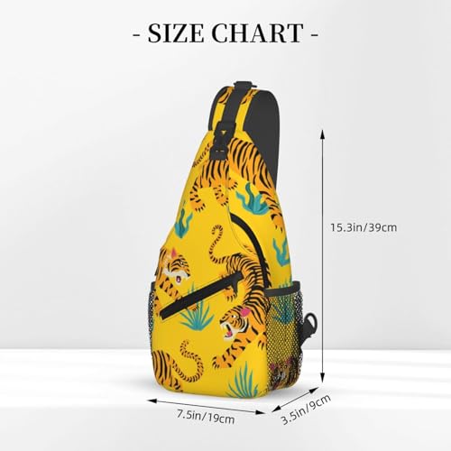 Yellow Angry Tiger Outdoor Crossbody Shoulder Bag For Unisex Young Adult Hiking Bicycling - color: 20