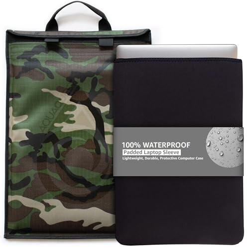 AquaQuest Storm 100% Waterproof Laptop Sleeve – Lightweight Ripstop Nylon Case, Welded Seams and Removable 5 mm Neoprene Liner – 17 in – Camo – Fits up to 16.25 × 11.75 in - color: Camo, size: 17 inch