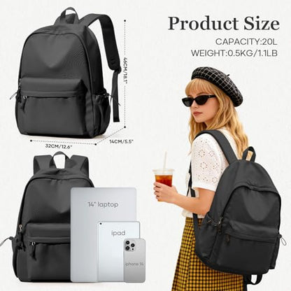 Black Middle School Backpack For Men Women Simple Backpack For College Students Aesthetic High School Bag Waterproof Bookbag For Teens Girls Boys - color: A1-black