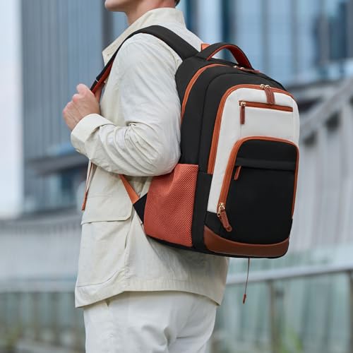 BOVIP Travel Backpack For Men Women,40L Carry On Backpack Flight Approved,TSA Personal Item Travel Bag Fits 17 Inch Laptop,Business Weekender Overnight Daypack Black White - color: Black White