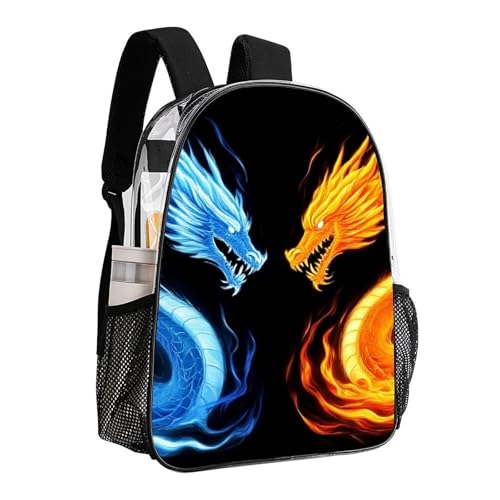 Lightweight Backpack for Gym Travel Bicycle, Big Capacity Multipurpose Anti-Theft Carry On Bag, Ice Blue And Red Fire Flame Dragon Travel Hiking Bag Day Pack - color: Pattern 215